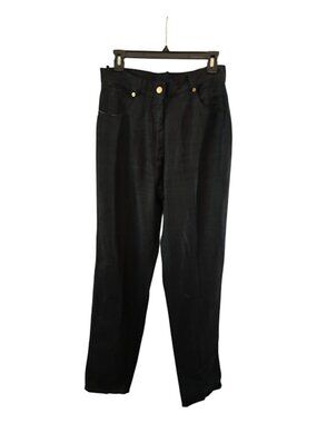 LINEN CACHE BLACK TROUSERS SIZE 10 TALL VINTAGE LIKE NEW HIGH RISE